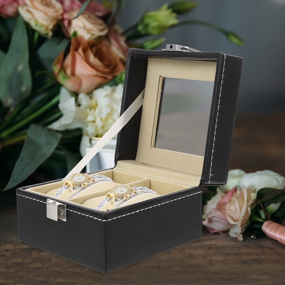OFFIGAM 2 Grids Watch Box for Accessories Simple Classic Design with Metal Lock