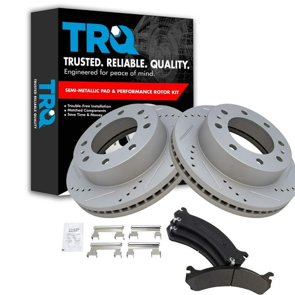 TRQ Front Performance Drilled & Slotted Brake Rotor & Posi Metallic Pad Set BKA12067 Fits select: 1999-2010 CHEVROLET SILVERADO, 2001-2010 GMC SIERRA