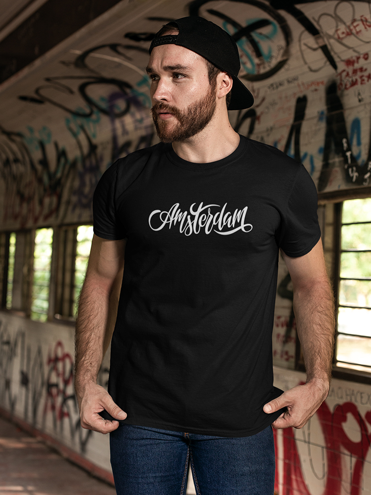 Lettering Amsterdam City Art T-Shirt Men -Image by Shutterstock, Male XX-Large - image 2 of 4