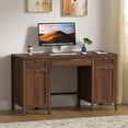 thumbnail image 4 of Joyyskill 52" Executive Desk with Storage Drawer, Farmhouse Home Office Desk with Storage Cabinet Wood Computer Writing Desk, Brown, 4 of 6