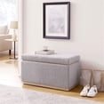 thumbnail image 2 of Linon Hawn Rectangle Storage Ottoman Natural Wood Trim in Soft Grey Sherpa, 2 of 16
