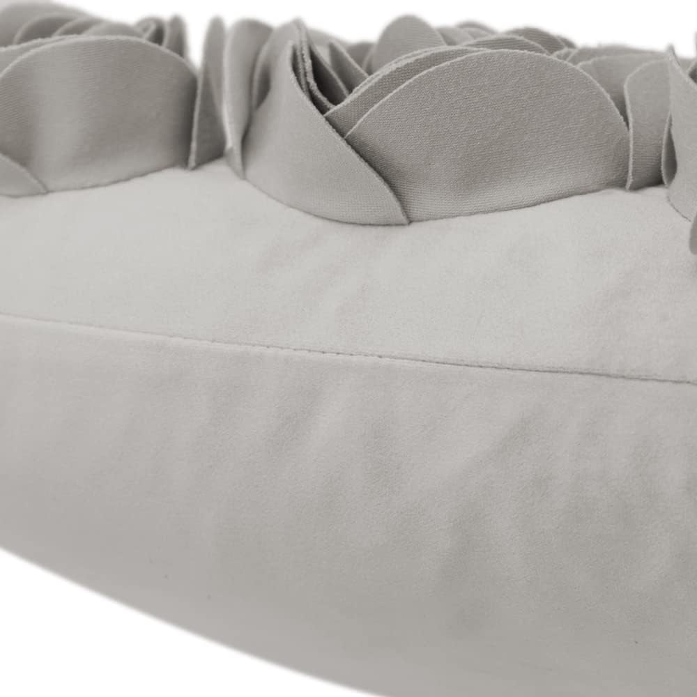 JWH 3D Decorative Soft Gey Velvet Rose Design Throw Pillow Covers for Bed Sofa Chair Decor 12x20inch Gray