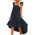 thumbnail image 4 of hirigin Womens Summer Ruffle Sleeve Sun Dress Casual Tiered Cami Beach Long Maxi Flowy Dress, 4 of 6