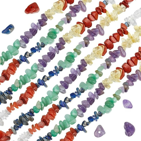 1 Box 2 Strand Natural Gemstone Chip Beads 5~17mm Irregular Multi-Color Gemstones Loose Rocks with Hole for Jewelry Making DIY Crafts