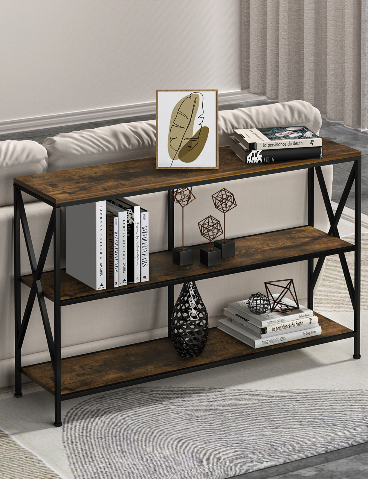 Behost 45inch Console Table, Sofa Table  Entryway  Table TV Stand  Living Room,  Material Wood Metal