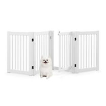 30 Inch Tall 4-Panel Freestanding Pet Gate Wooden Dog Fence