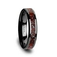 thumbnail image 3 of TRIASSIC Red Dinosaur Bone Inlaid Black Ceramic Beveled Edged Ring - 4mm & 8mm, 3 of 3