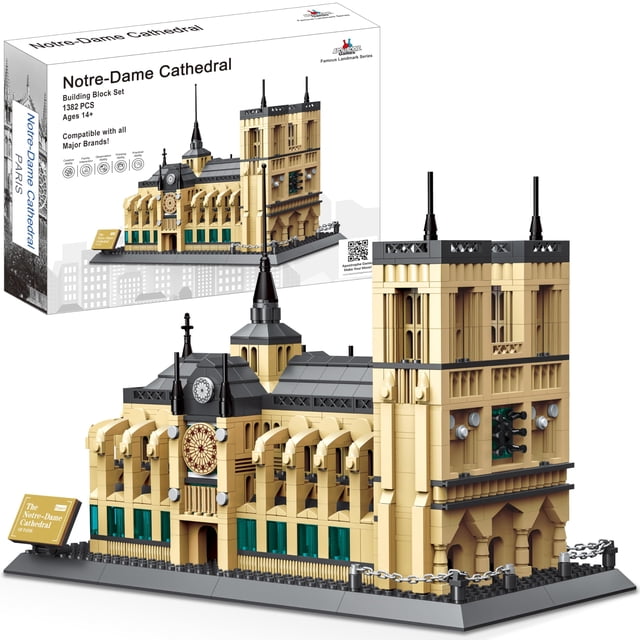 Apostrophe Games Juego de bloques de construcción de la catedral de Notre-Dame (1378 piezas) Serie famosa de la catedral de Notre Dame de París - Modelo de arquitectura para niños y adultos