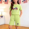 thumbnail image 2 of Edvintorg Girls Outfits 4Th Of July Independence Day Short Sleeve Crewneck Casual Athletic Top and Short Size 4-14, 2 of 9