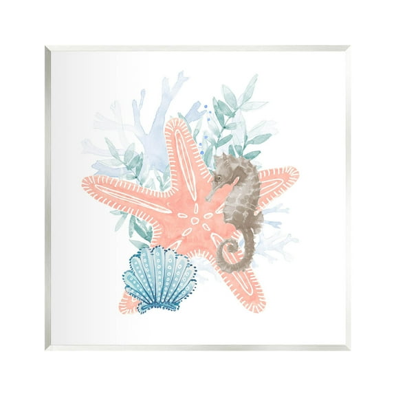 Seahorse Starfish Layered Coral Animals & Insects Graphic Art Unframed Art Print Wall Art