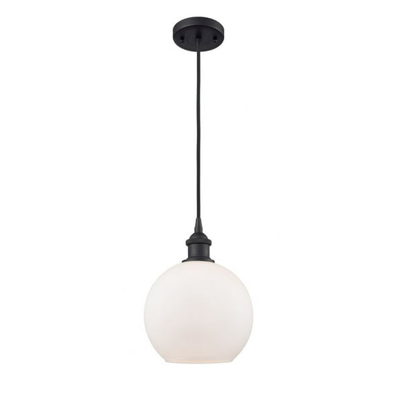 516-1P-BK-G121-8-Innovations Lighting-Athens - 1 Light Mini Pendant In Industrial Style-10 Inches Tall and 8 Inches Wide-Matte Black Finish-Matte