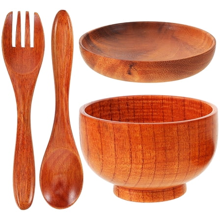 CATIEBYE Catiebye Light Brown Wood Fruit Bowl Set for Kitchen Storage 1Set