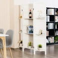 4Panels Wooden Room Divider with Display Shelf Folding Privacy Room