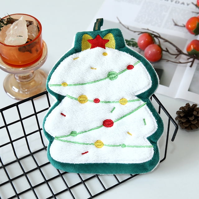 Toallas de mano navideñas para niños | Toallas festivas de cocina y baño con lazo para colgar | Franela suave para secarse las manos y decorar