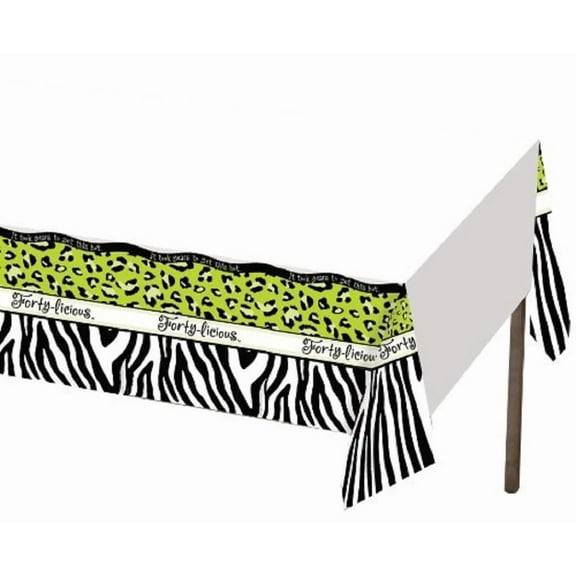 VAULT- Forty-Licious Leopard Zebra Animal Print 40Th Birthday Party Plastic Tablecover