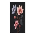 thumbnail image 2 of Vibrant Floral Beach Towel - Blue Pink & Light Pink Flowers on Black Background - Perfect for Pool Travel & Bath for Women, 2 of 6