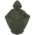 thumbnail image 3 of TiaoBug Unisex Kids Hooded Capes High-Low Long Cloak with Hood for Halloween Party Dress Up Green L/成人S, 3 of 5