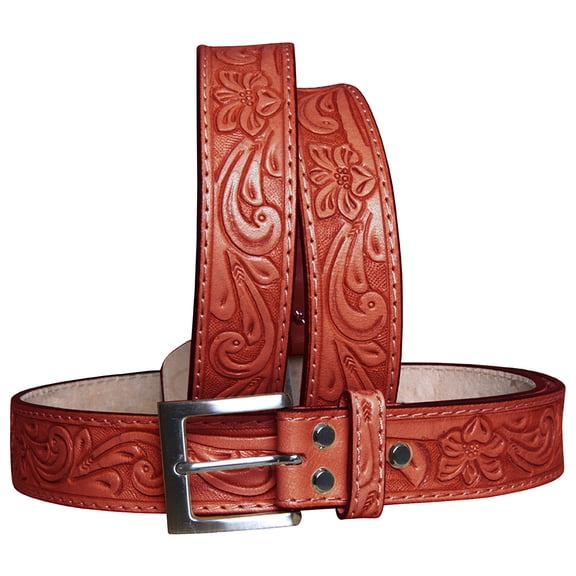 HILASON Western Genuine Leather Belt for Men Women Cowboy Cowgirl Handmade Unisex Full Grain Heavy Duty Floral Tooled Belt