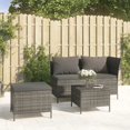 thumbnail image 1 of vidaXL 3 Piece Garden Lounge Set with Cushions Grey Poly Rattan, 1 of 5