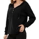 thumbnail image 1 of Sudadera con Capucha para Mujer, Cuello Abotonado, Cordón Ajustable, Sudadera Informal de Larga, Camisetas. Negro M, 1 of 10