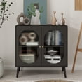 thumbnail image 5 of Giratree Black Sideboard and Buffets, Modern Storage Cabinets with 2 Doors and Adjustable Shelves Buffet Cabinet for Kitchen Dining Room Living Room Bedroom, 31.05"L*15.75"W*31.42"H, 5 of 9