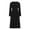 Black, variant on Women's V-Neck Lantern Sleeve Dress Solid Color Pleated Long Skirt Stretchy Comfortable Casual Elegant Tunic Top