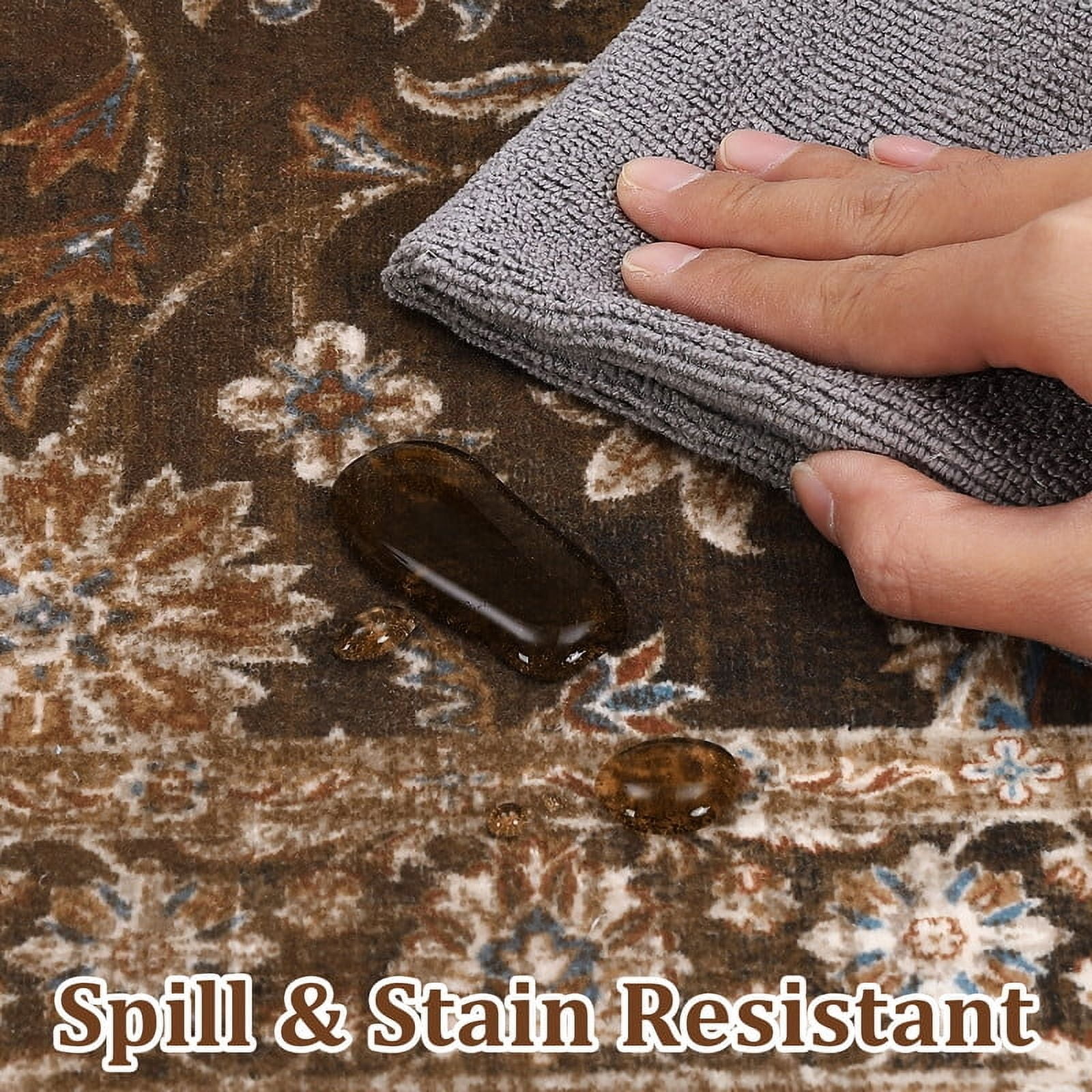 Area Rugs 5'x7' for Living Room Vintage Non Slip Washable Rugs for Dining Room Bedroom Indoor Rugs for Office Red Borwn