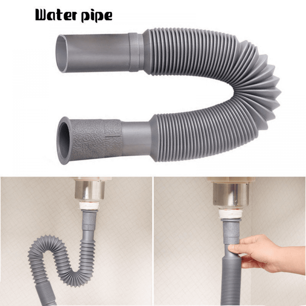 QIFEI Flexible and Expandable Drain Pipe Tube S Trap, Universal Plastic Angle Simple Extension Tube for Kitchen Bathroom Sink Sewer Drain Wash Basin