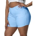 thumbnail image 4 of Gocolloa Womens Plus Size Jean Shorts Stretchy Solid Color High Waisted Summer Casual 5.5" Denim Shorts Aqua Blue 18W, 4 of 6