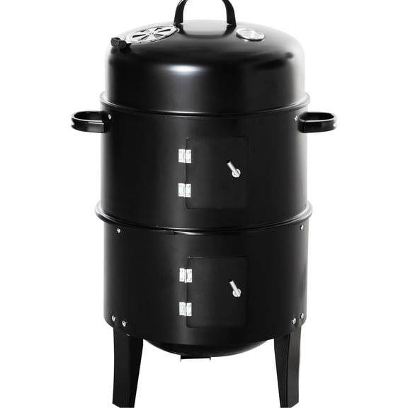 3-in-1 BBQ Smoker / Outdoor Use / Sturdy Metal Construction