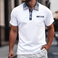 thumbnail image 2 of Kcolen Mens Polo Shorts Men Denim Lapel Button Down Collar Men's Casual Loose Fit Comfort Business Short Sleeve Shirt Summer Casual Vacation Basic, 2 of 5