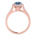 thumbnail image 3 of Mauli Jewels Engagement Rings for Women 1.35 Carat Halo Unique Design Blue Diamond Engagement Wedding Ring 4-prong 14k Solid Rose Gold, 3 of 6