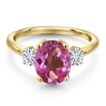 thumbnail image 3 of Gem Stone King 18K Yellow Gold Plated Silver Ring Mystic Topaz Moissanite (3.71 Cttw), 3 of 7
