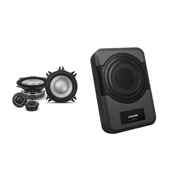 Alpine S2-S40C - Next-Generation S-Series 4" Component Speaker Set w/ PWE-S8 Powered 8inch Woofer Bundle