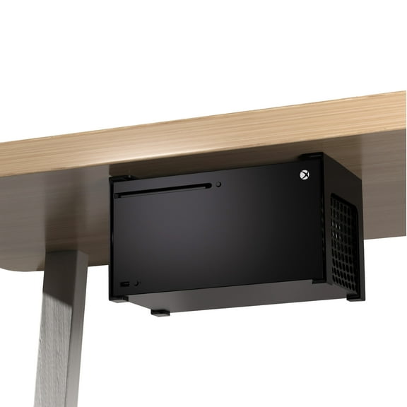 Metal Under Desk Mount Holder Compatible with Xbox Series X with Anti-Scratch Silicone, Black