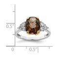 thumbnail image 5 of White Sterling Silver Ring Band Gemstone Yellow Smoky Quartz Topaz, 5 of 5