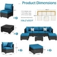 thumbnail image 3 of AECOJOY 7 PCS Patio Conversation Set, PE Rattan Wicker Outdoor Sectional Set with Cushions and Coffee Table, Patio Dining Set for Garden in Black Rattan & Peacock Blue Cushion, 3 of 7