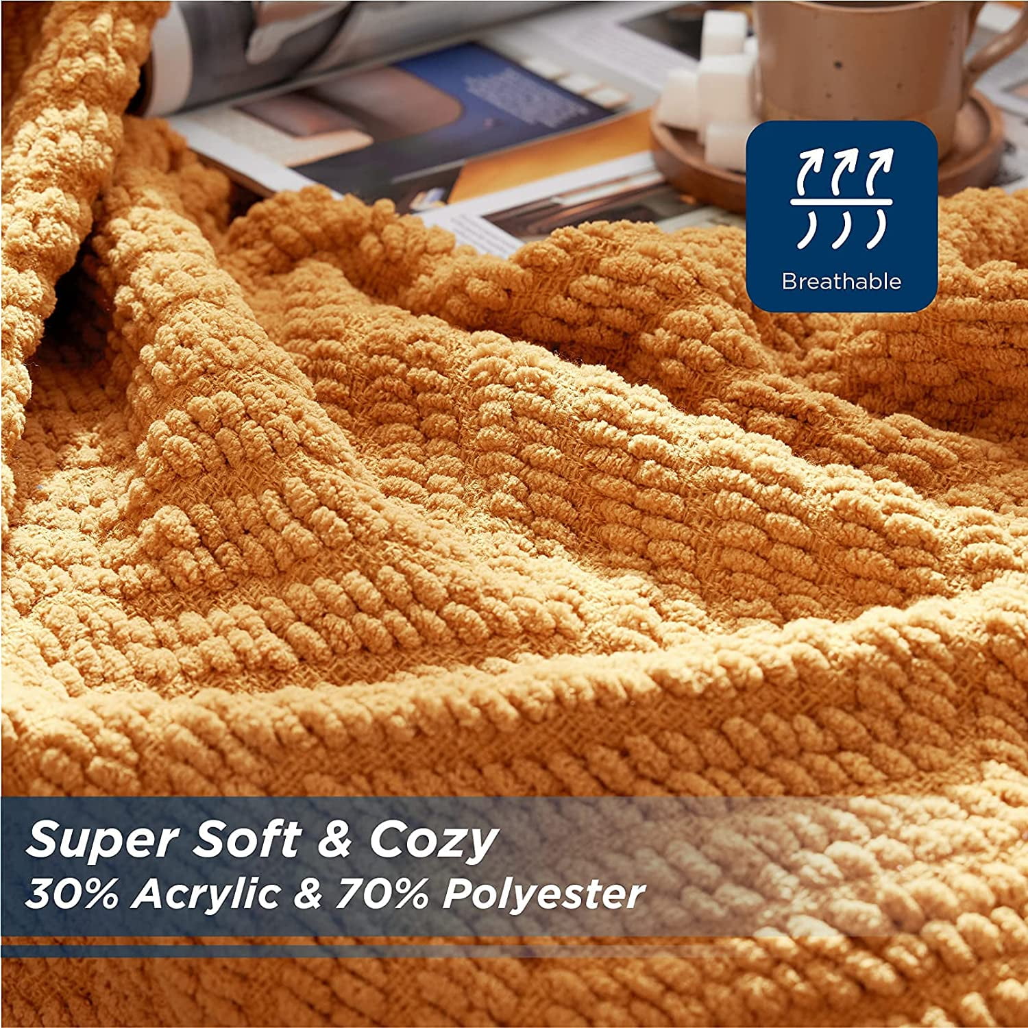 Orange chenille throw blanket hotsell