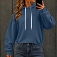 thumbnail image 3 of Crop Hoodies for Women - Loose Pullover Hooded Sweatshirt - Long Sleeve Drawstring Fashion Loungewear Tops, 3 of 6