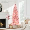 thumbnail image 3 of Best Choice Products 9ft Pink Pre-Lit Artificial Snow Flocked Pencil Christmas Tree Holiday Decoration w/ 500 Lights, 3 of 8