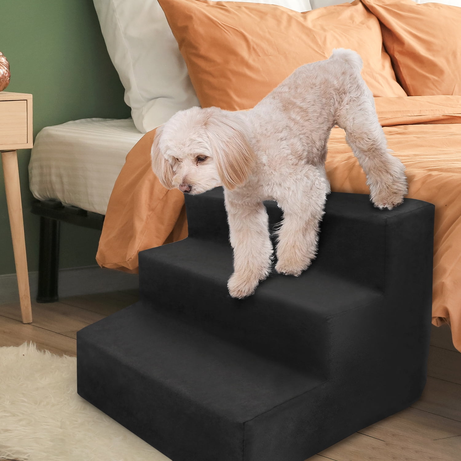 Precious Tails Deluxe High-Density Foam 3-Step Pet Stairs for Dogs and Cats - Durable, Lightweight, and Portable Staircase for Easy Mobility Assistance
