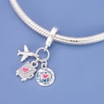 thumbnail image 3 of 925 Sterling Silver Airplane, Luggage Globe Travel Triple Dangle Charm for Bracelet Charms Bangle Pendant Jewelry, 3 of 3