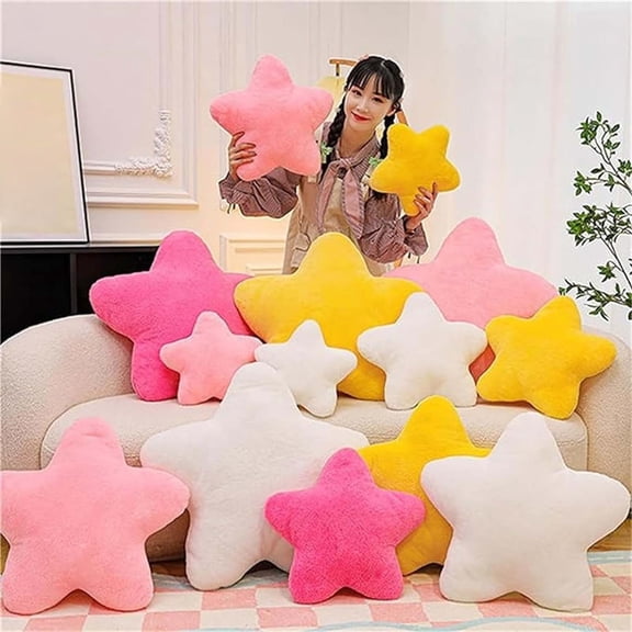 Msgweeeg Couch Pillows Pillows Decorative Star Pillow Super Soft Cute Toy Sleeping Pillow Soft Girl Gift Girly Heart Cream Color for Sofa Lounging and Movie Nights