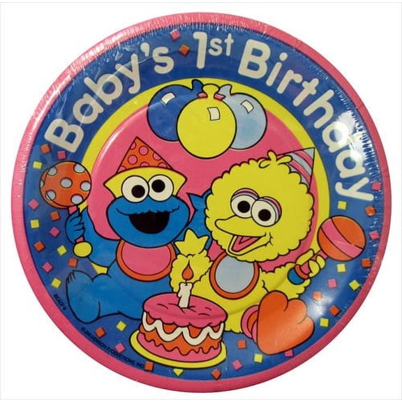 Sesame Street Large Paper Plates 1st Birthday 8 Count