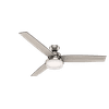 Hunter 60" Sentinel Brushed Nickel Ceiling Fan with Light Kit and Remote