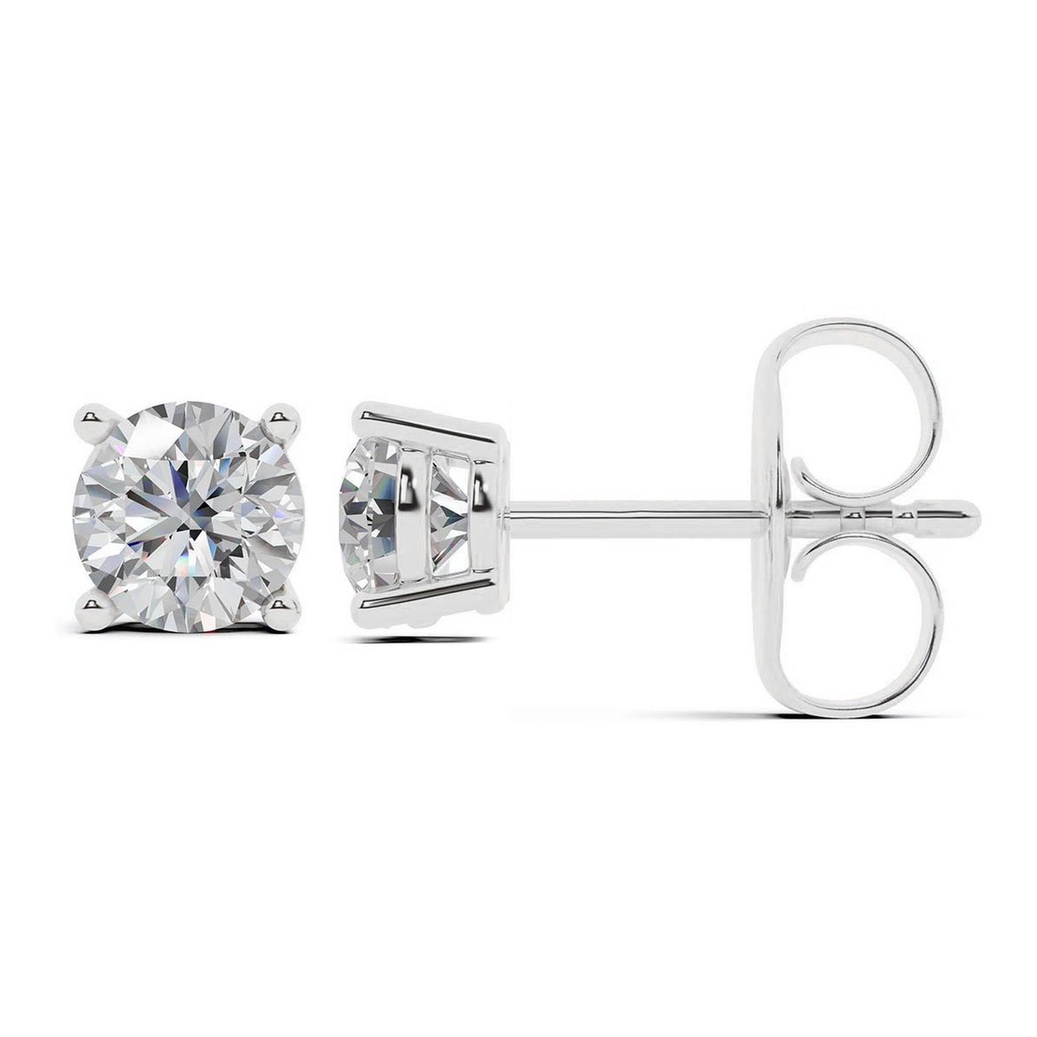 Unique Moments 1/4 Carat Round Lab Grown Diamond Stud Earrings in 14K White Gold Jewelry for Women