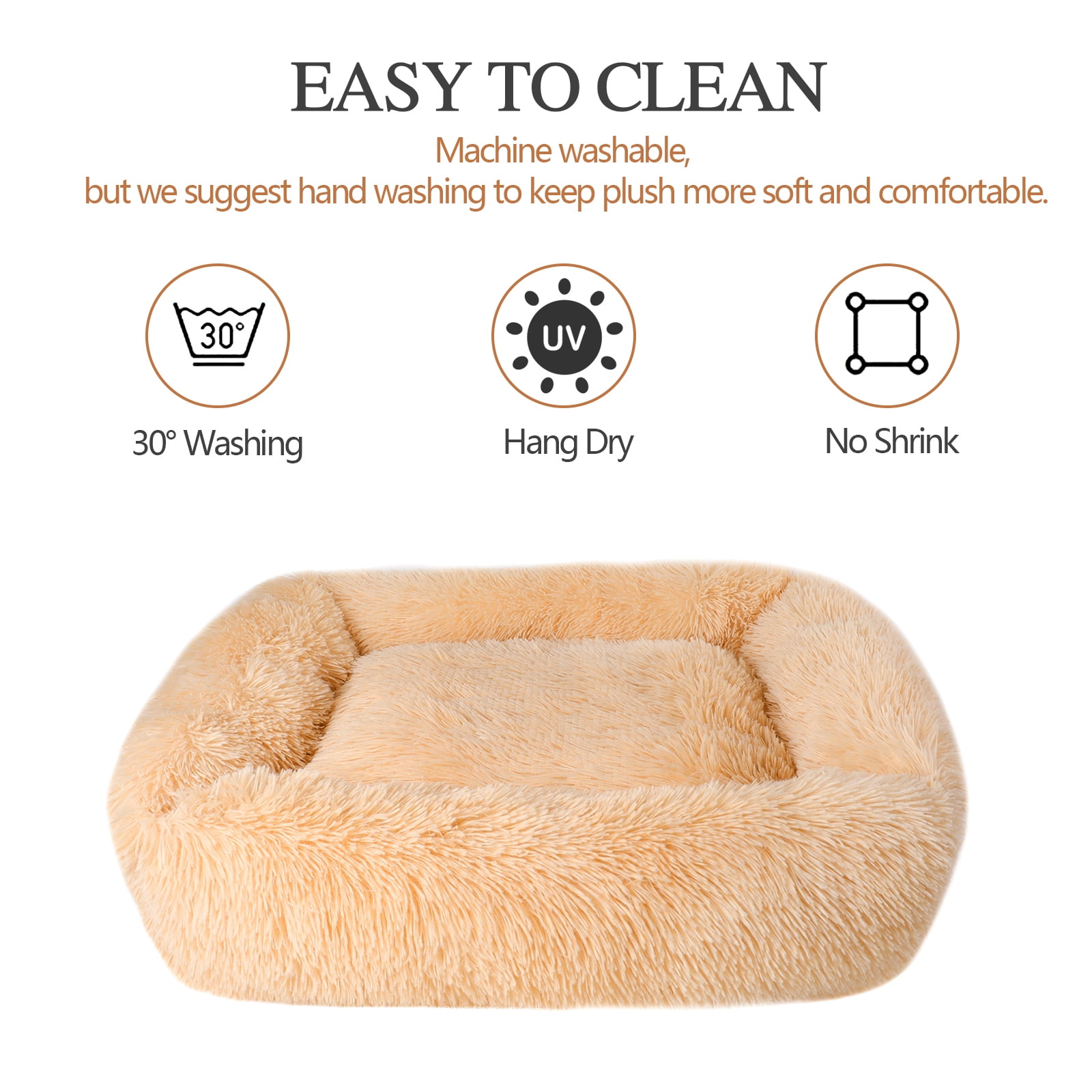 Sennaux Rectangle Plush Pet Bed Calming Bed for Dogs Cats Kennel Cuddler Crate Cushion Mat Washable