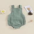 thumbnail image 2 of Cotton Linen Suspender Overalls for Baby  Sleeveless Solid Color Romper, 2 of 9