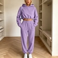 thumbnail image 5 of Chbgutlmr Sweatsuits Women 2 Piece Outfits Long Sleeve Drawstring Hem Crop Hoodies Cinch Bottom High Waist Joggers Casual Workout Plain Trendy Sets, 5 of 9