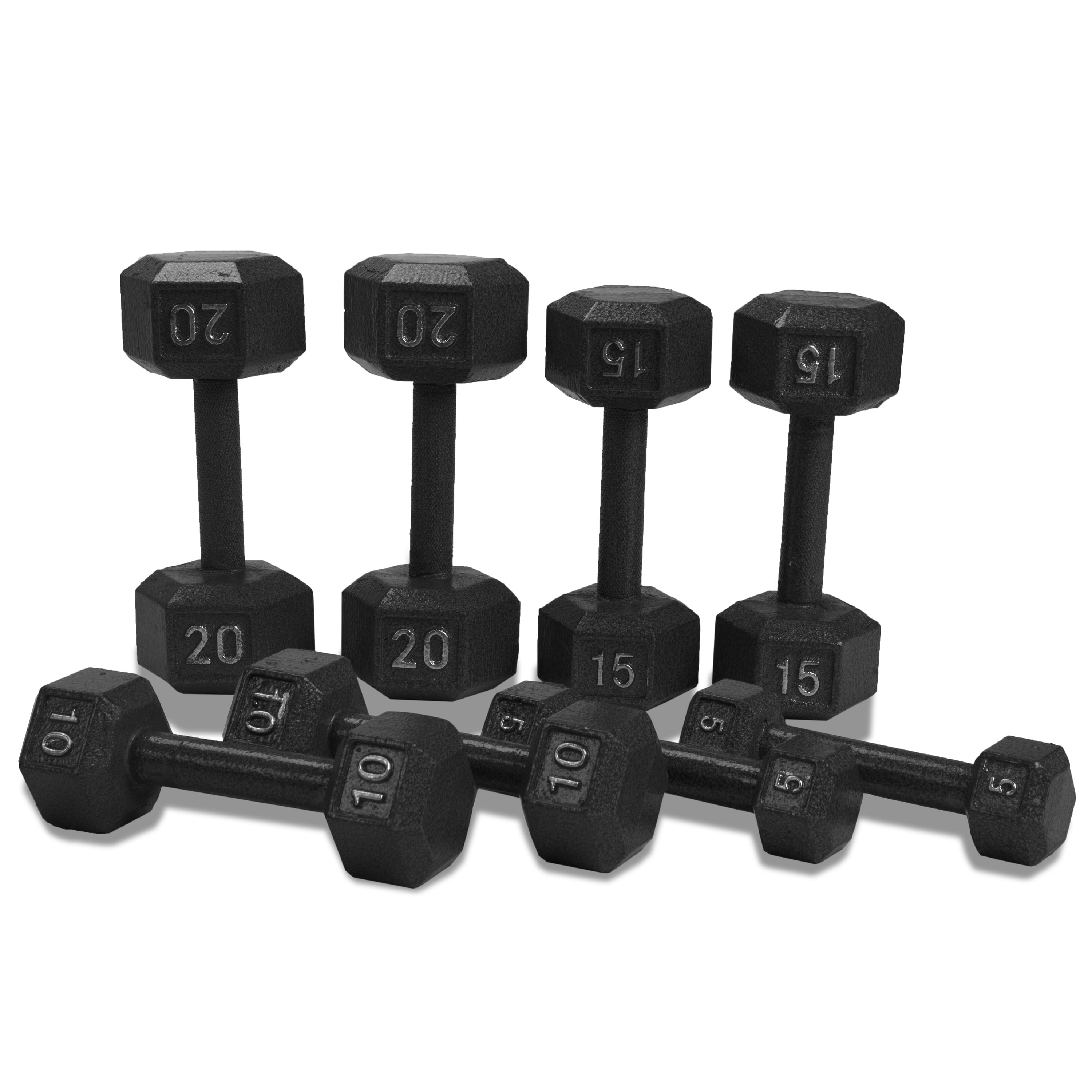 Cap Barbell 100 lb Cast Iron Hex Dumbbell Weight Set with Rack, Black ...